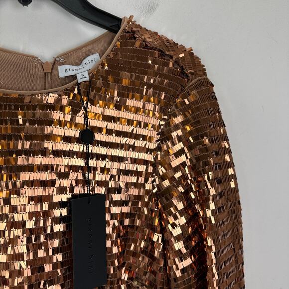 Gianni Bini Celeste Sequin Sequin Dress Shift Long Sleeve Copper Party US 6 NWT - Picture 3 of 11
